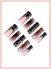 24片法式渐变美甲贴纸套装，包含1片果冻胶和1个指甲锉，法式美甲贴片，持久贴合，易于粘贴，适合女性和女孩日常、嘉年华派对和其他场合的美甲用品。 - 彩色 - 查看 3