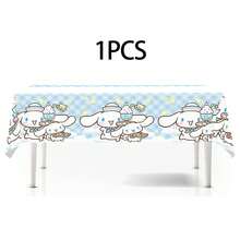 卡通图案生日派对桌布 - 饰有气球和星星，适合室内/室外庆祝活动，机织易清洁装饰桌布，生日派对装饰，室内外装饰，色彩鲜艳，易清洁材质，主题活动配件，节日桌布，卡通人物图案 - 彩色 - 查看 9