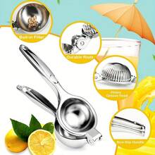 Heavy Duty Stainless Steel Manual Citrus Juicer - Efficient Lemon, Lime, Grapefruit Press With Sharp Blades, Easy Clean Design - Suitable For Commercial And Home Kitchens - Ideal Kitchen Gift For Cooking, Bartending, Cafes - Durable Citrus Juice Tool, Lemon Squeezer, Bartending Accessories, Ergonomic Handle, Sturdy Structure, Ideal For Cafe Owners, Bar Accessories, Handheld Tool, High-Quality Metal, Professional Chef's Special - 銀色 - 查看 6