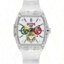 Guess 男士石英透明硅胶表带白色表盘43毫米手表 V1051M1 - 白色 - 查看 1