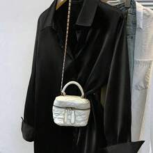 Women's Satin Shirt, Business Casual Button-Down Blouse With Notch Lapel, Elegant Office & Lounge Top For Fall Winter Spring - màu đen - Xem 11