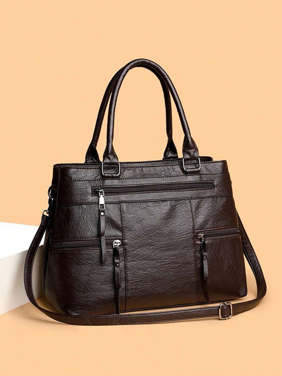 Bolsa feminina estilo sacola (13,4 pol. x 9,5 pol. x 5,1 pol.), bolsa de ombro, bolsa transversal, bolsa tipo pasta, bolsa de mão, grande capacidade, material PU resistente a arranhões e desgaste, adequada para compras, encontros, passeios, deslocamento para o trabalho, alça ajustável, elegante, minimalista, casual, amarela - Bolsa sacola