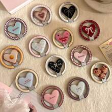 1个INS风彩色爱心磁吸手机支架，可折叠金属支架，便携式桌面支架，精致美观，兼容多种磁吸手机壳，兼容苹果、荣耀、vivo、OPPO等品牌手机，兼容、安卓手机，生日礼物，送给家人、朋友的理想之选，生日推拉式手机支架，手机配件