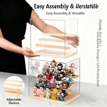 1 Acrylic Display Cabinet - Transparent Display Rack, Display Case, Display Box, Mini Handicraft Toy And Doll Decorative Storage Box, Suitable For Home, Dormitory, School, And Office - 無色 - 查看 9