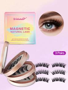 Waloshow 3 Pairs/Set CC Curled Natural Look Reusable Magnetic Eyelashes, Comes With Professional Applicator, No Glue Needed, Easy To Apply And Remove, Creates Natural Makeup Look, 3D Natural Spiky Cartoon Style False Eyelashes, Fluffy And Soft, Strip Eyelashes - Natural Lashes - View 17