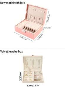 New Large Capacity Lockable Jewelry Box, Double Layer High Capacity Jewelry Storage Box, Luxury PU Leather Jewelry Organizer Box, Desktop Drawer Storage Box For Necklaces, Earrings, Rings, Watches, Accessories, Home Decor, Vanity Tray, Holiday Gift, Gift For Her, Christmas Gift