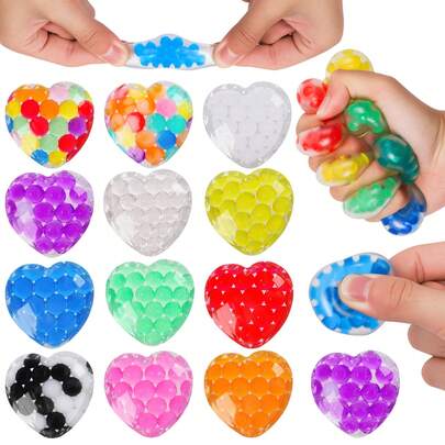 24 st färgglada hjärtformade stressbollar, fidgetleksaker, ångestlindrande leksaker för vuxna och barn, 2 storlekar valfria - perfekt för klassrumsbelöningar, festgåvor, presentpåsar, dekorationer och presenter till familj och vänner