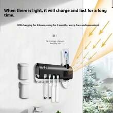 Toothbrush Holder, 4 Toothbrush Slots & UV Toothbrush Sanitizer, Smart Home Bathroom Accessories,Toothbrush Holders For Bathrooms - Black - View 5