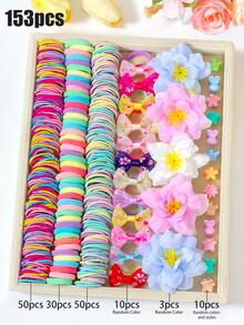 153/858/861/908pcs Pastel Color Hair Accessories Set, Includes Mesh Bow Clips, Rhinestone Bow Clips, Multi-Color Textured Bow Clips, Mesh Rhinestone Bow Clips, Chiffon Flower Clips, Faux Flower Clips, Mesh Bow Scrunchies, Star BB Clips, Mini Claw Clips And Multi-Color Thin Hair Ties, Suitable For Girls And Women For Daily, Party, Travel Use To Create Sweet And Cute Looks