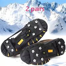 户外冰雪防滑鞋套，五齿冰爪，冬季鞋钉，通用型，超弹力，攀登雪山和冰面防滑神器 - 黑色 - 查看 13