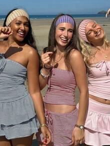 3pcs Women's Elegant Sweet Striped Print Elastic Fabric Striped Sports Headbands, Suitable For Daily, Fitness, Running, Yoga, Sweat-Absorbing Hair Bands Headscarf, Fashionable Hair Accessory, Bohemian Style Headband, Elegant Fashion Hair Bands Women Hair Accessories - Multicolor - View 2