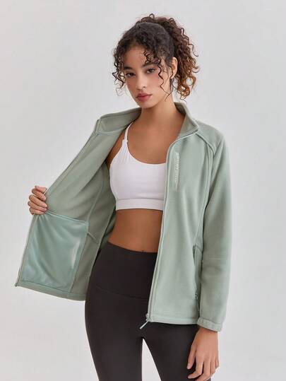 Chaqueta de forro polar para mujer para exteriores, abrigo Sherpa de ajuste ceñido, grueso, transpirable y de cuello alto, adecuado para senderismo, deportes, primavera y otoño, invierno, esquí