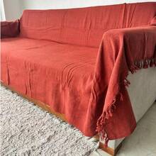 Set Of 2 Extra Large King Size Sofa Throws, Size 3 Meters X 1.80 Meters, Decorative For A Luxurious Home, 100% Cotton Reinforced Protective Cover - 紅陶 - 查看 4