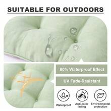 Sage Green Chair Cushions For Dining Chairs,Thick Seat Cushions For Kitchen Chairs With Non-Slip Backing,Waterproof Chair Seat Pads With Ties, 15.5"X15.5"X4" - 鼠尾草綠 - 查看 6