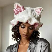 Update Kitty Teddy Bonnet – Adjustable Satin-Lined Hair Bonnet With Cute Cat Ears, No-Frizz Curl Protection, Comfortable & Stylish Daily Hair Care, Durable Halloween Cute Sleep Cap - kitteearbonnet - 查看 8