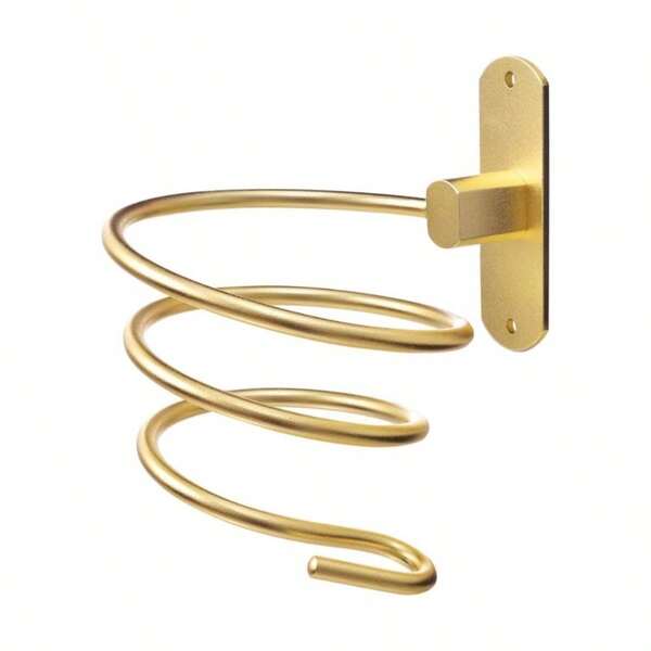 Soporte para secador de pelo de bao, soporte para herramientas de cuidado del cabello, soporte de pared dorado