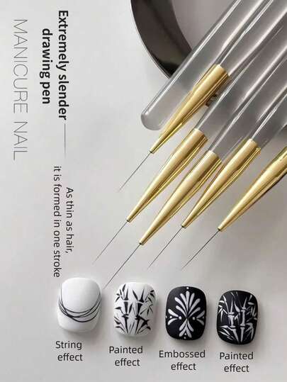 Set de 5/3/1 pinceles profesionales para arte de uñas y delineador de ojos, pinceles finos adecuados para manicura de gel, tamaños: 25mm, 24mm, 13mm, 10mm, 7mm