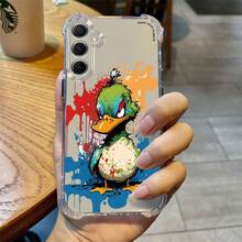 Funda de teléfono transparente con pato graffiti para OPPO RealMe GTNeo3 C67 C63 C55 C35 C53 C31 C30s C25Y C25s C21Y C20A C11 C15 C12 7i, adecuada para OPPO RealMe 12ProPlus 11 10Pro+ 9Pro+ V25 Q5 9I Narzo50Pro 60x 20 30A 50APrime N53, funda protectora suave con cobertura total y función a prueba de golpes en las cuatro esquinas, perfecta para novias, novios y amigos - Colores mixtos - Ver 4