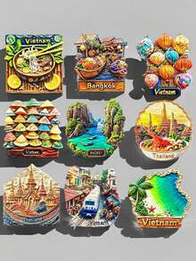 1pc Thailand & Vietnam 3D Fridge Magnet, Travel Souvenir Home Decor Refrigerator Magnet - Multicolor - View 2