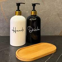 2pcs 17 Oz Hand Soap Dispenser Empty Lotion Pump Bottles, Refillable Liquid Dish Soap Bottles For Bathroom, Kitchen Sink, White Black