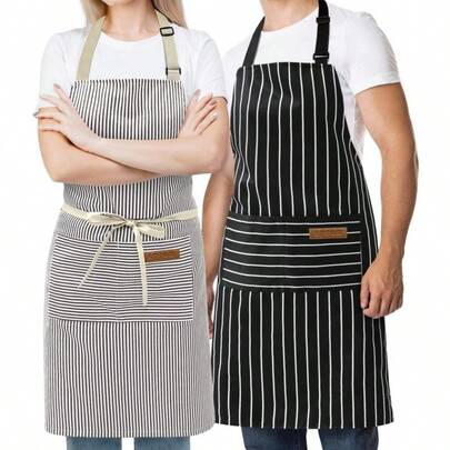 2pcs  Kitchen Cooking Aprons For Women And Men Adjustable Chef Apron,Adjustable Bib Kitchen Apron, Cooking Apron, Aprons For Women Men With Pockets, Chef Aprons Strap Cleaning