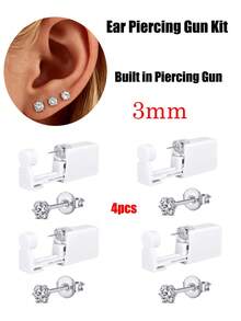4件套耳洞穿刺套装，一次性耳软骨穿刺枪套装，含无菌氧化锆耳环，方便在家自行穿刺。一次性耳洞穿刺枪预装2毫米、3毫米、4毫米、5毫米耳环。 - 彩色 - 查看 9