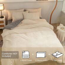 4 Pcs Luxury Coral Fleece Bedding Set - Ultra Soft Plush Duvet Cover With Zipper Closure, 2 Pillow Shams & Flat Sheet, Wrinkle-Free All-Season Use (Twin/Full/Queen/King Size Available) - 白色 - 查看 1