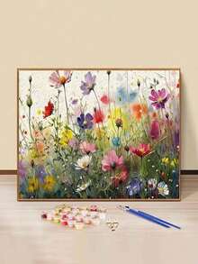Blooming Flowers DIY Digital Oil Painting Kit, Adult DIY Home Wall Decoration, 40x50 Cm / 16x20 Inches, Frame Not Included, Easter, Valentine's Day, And Holiday Gift. - Multicolor - View 2
