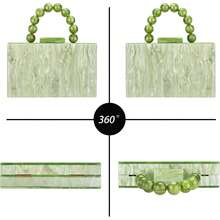 Gets Acrylic Clutch Bag,Acrylic Purse Evening Clutch Marble Handbag Women's Crossbody With Pearl Chain Formal Wedding Prom Party - 淺綠色 - 查看 3