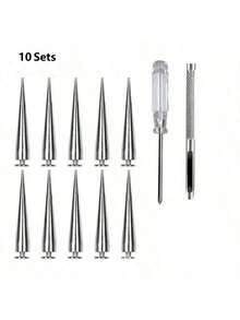 Pack Of 10/30/50 Cone Spikes Screwback Studs For Punk Clothing And DIY Crafts