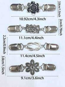 4pcs Vintage Sweater Shawl Clips, Retro Cardigan Collar Clips, Suitable For Girls - Multicolor - View 7