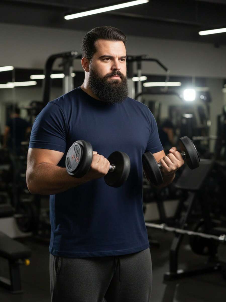 Men's Plus Size T-Shirt, 100% Cotton, Basic Short Sleeve, Comfortable, Soft Touch, Breathable, Casual, Lightweight - Màu xanh hải quân - Xem 1