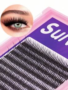 Sulv 400pcs Fish Tail Lash Clusters D Curl Natural Lashes 8mm,10mm,12mm,14mm,16mm To Choose Eyelash Clusters False Lashes - Black - View 3