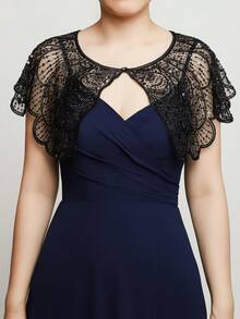 EVERPRETTY 优雅性感纯色晚礼服，高开衩吊带藏蓝色伴娘礼服，婚礼宾客正式礼服 - 藏蓝色 - 查看 8