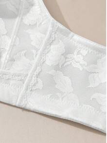 Áo ngực định hình cỡ lớn WINGSLOVE, không gọng, dây đeo rộng, chất liệu vải jacquard mềm mại và thoải mái, không có đệm mút, che phủ toàn diện, thích hợp mặc hàng ngày. - trắng - Xem 9