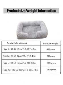 1个HUITAIYANG宠物床，方形宠物床，长方形宠物床，狗床，猫床，可拆卸宠物床，蓬松保暖宠物床，适合秋冬季节，适用于大型/中型犬猫