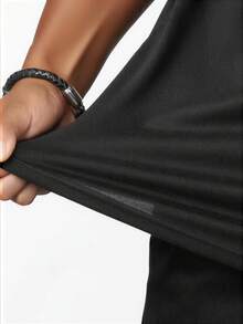 Men's Fashionable Versatile Bear Print Drop Shoulder Tank Top, Summer - Black - View 5