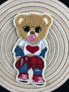 Parche bordado de oso marrón de dibujos animados, diseño único para ropa y accesorios DIY, vaqueros, vestidos, adorable aplicación bordada de dibujos animados - Multicolor - Ver 10