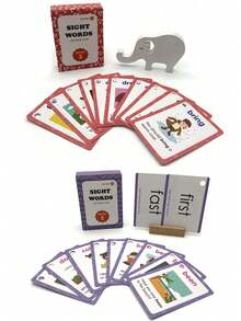 1套蒙特梭利自然拼读学习闪卡，英语词汇卡，儿童益智认知游戏玩具（部分随机发货），儿童，卡片，字母卡 - 多色 - 查看 11