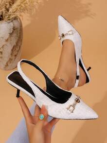 Elegant Pointed Toe Backless Sandals, Summer New Classic Retro Thin High Heel Shoes - Beige - View 2