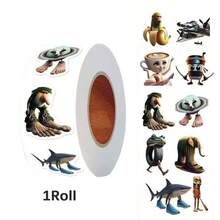 500Sheets/Roll Italian Brainrot Cartoon Anime Stickers Waterproof Tung Tung Tung Sahur Tralalero Tralala DIY For Water Bottle Cup Phone Car Laptop Suitcase Cute Decorative Accessories Gift Bombardiro Crocodilo Lirili Larila Glorbo Frutto Drillo Sticker Album Diary Envelope Sealing Paper Tape - Multicolor - View 8