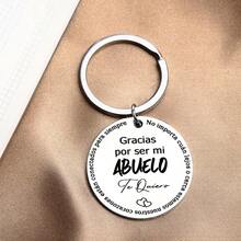 1pc Grandparents / Parents Spanish Laser Engraved Permenent Lasting Stainless Steel Keychain Pendant Keyring For Grandma Grandpa Birthday Christmas Father's Day Mother's Day Gift - Multicolor - View 3