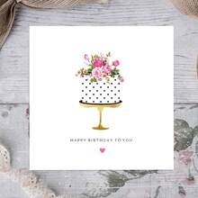 送给她的生日贺卡，女性生日贺卡，朋友、姐妹、阿姨、侄女的生日贺卡，蛋糕贺卡 - 彩色 - 查看 1