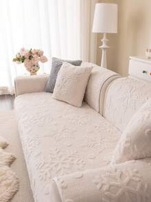 1pc Plush Thickened Warm Sofa Cushion Cover, Modern Minimalist Anti-Slip Sofa Seat Pad, Dust-Proof And Washable Sofa Slipcover, White Fresh And Soft, Pet-Friendly, Fits L-Shaped Sofa And 1/2/3/4 Seater Sofa, Suitable For Bedroom, Office, Living Room - White - View 5