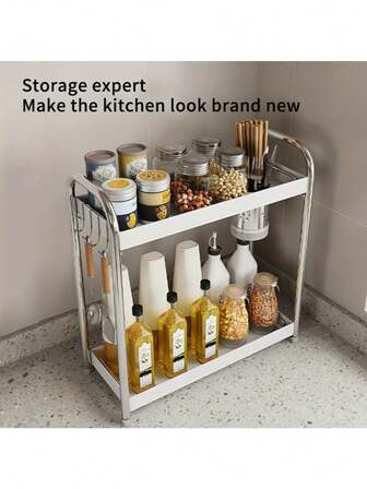 Multi-Tier Steel Kitchen Spice Rack, Multifunctional Layered Storage Rack, Suitable For Home And Restaurant Condiment Storage, Space-Saving Large Capacity Design - Housewarming Gift