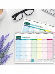 1张18个月挂历（2026-2027年）| 2026年1月至2027年6月，13 x 9.6英寸，大字印刷，螺旋装订，带挂钩，包含节假日和儒略日，倒计时方格，可查看过去/未来日期，覆膜纸 - 彩色 - 查看 6