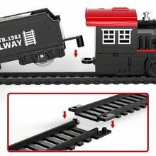 Children's Retro Steam Locomotive & Long Track Train Set - Electric Toy With Lights & Sounds, STEM Educational Gift - Multicolor - View 6