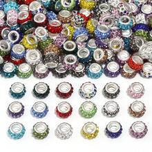 20pcs European Style Rhinestone Beads, Large Hole Shiny Pendant Beads, Round Beads, Spacer Beads, Suitable For Necklace, Earrings, Bracelet And Other Crafts (White) DIY Bracelet Jewelry Necklace Accessories - Large Diamond-set Hole - View 5