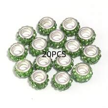 20pcs European Style Rhinestone Beads, Large Hole Shiny Pendant Beads, Round Beads, Spacer Beads, Suitable For Necklace, Earrings, Bracelet And Other Crafts (White) DIY Bracelet Jewelry Necklace Accessories - Large Diamond-set Hole - View 13