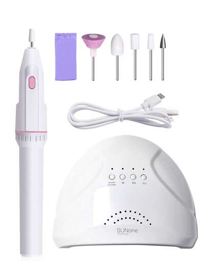 Kit de herramientas para el cuidado de las uñas - Incluye lámpara de uñas, lámpara de curado de uñas, amoladora de uñas, adecuada para salones de uñas de secado rápido de alta potencia, pulido de uñas, cuidado de los pies, herramientas portátiles para el cuidado de las uñas, suministros para uñas, herramientas para uñas, uñas de vuelta al colegio, herramientas de prensado de uñas.